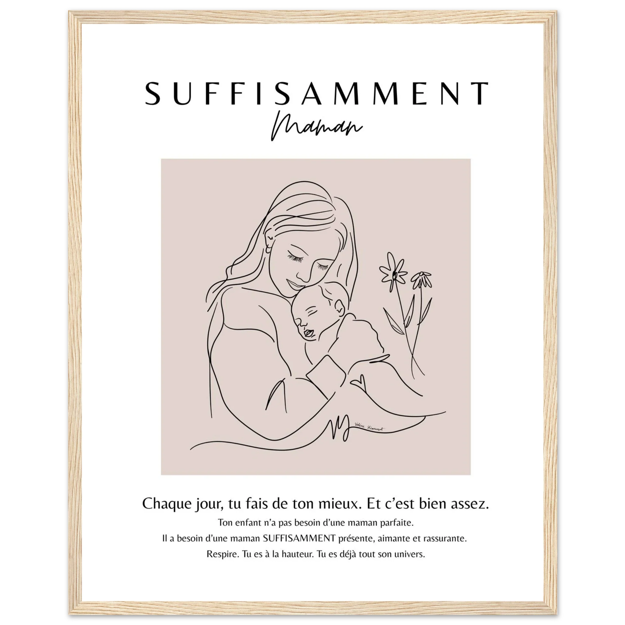 illustration minimaliste maman bébé suffisamment