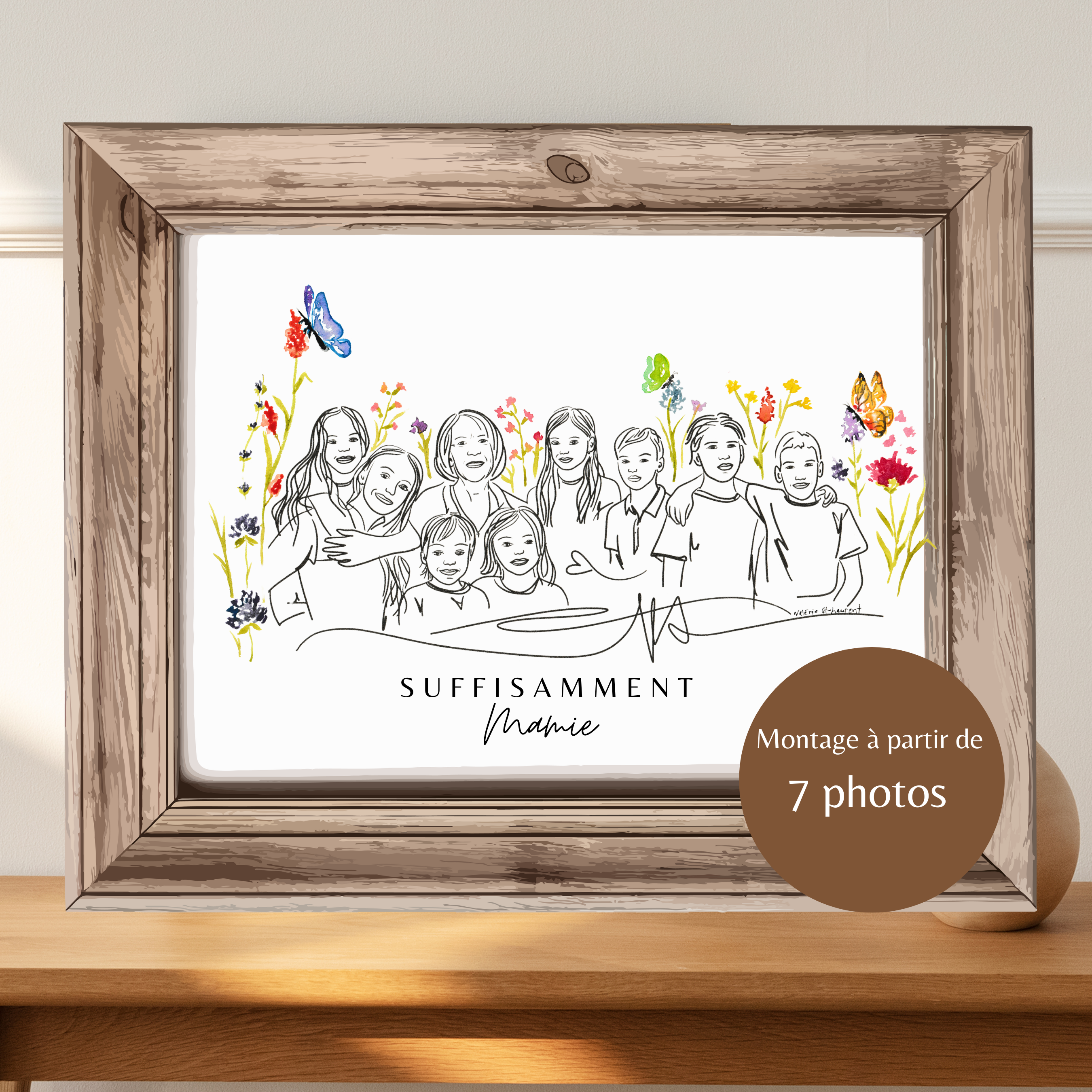 Portrait aux traits et à l'aquarelle