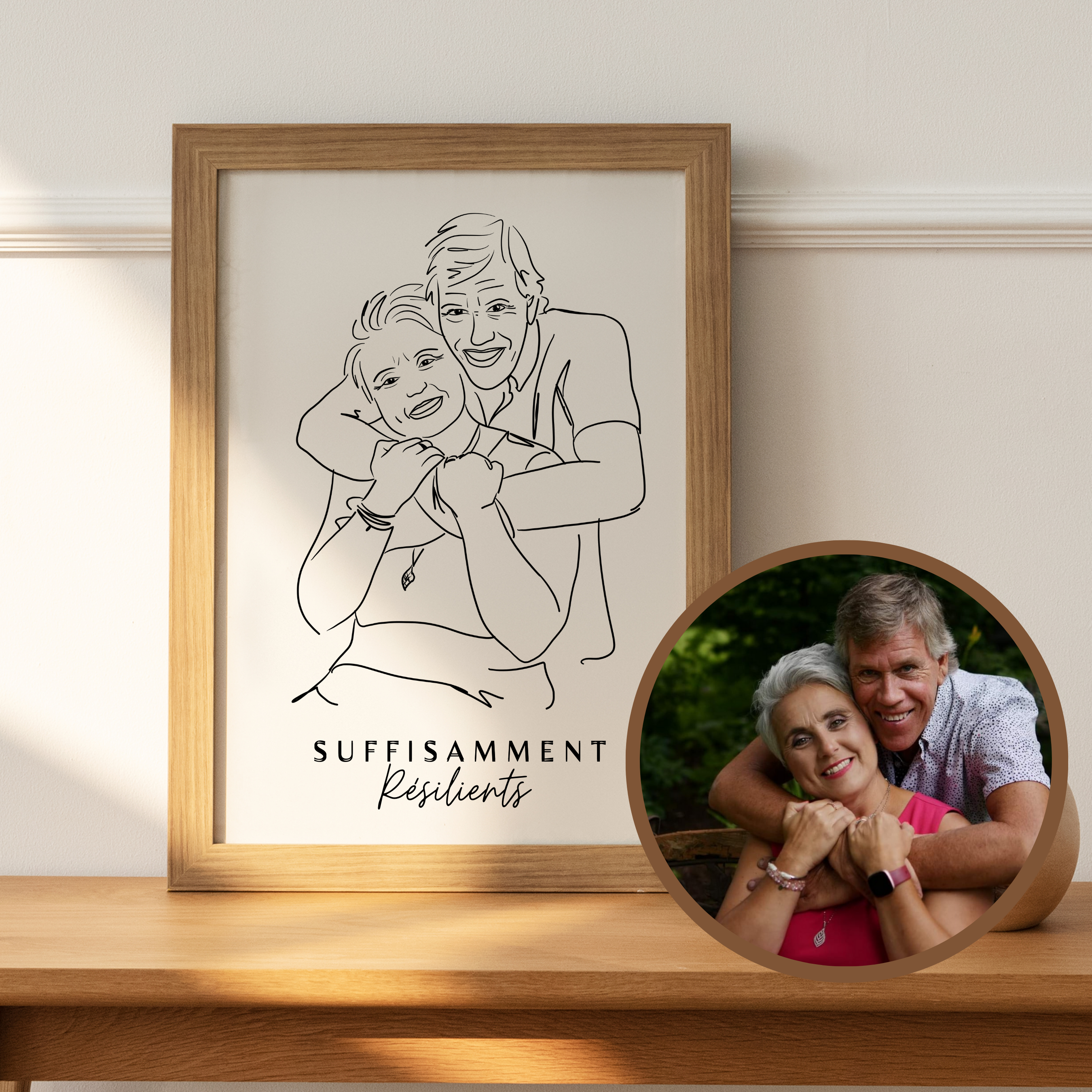 Portrait aux traits et à l'aquarelle