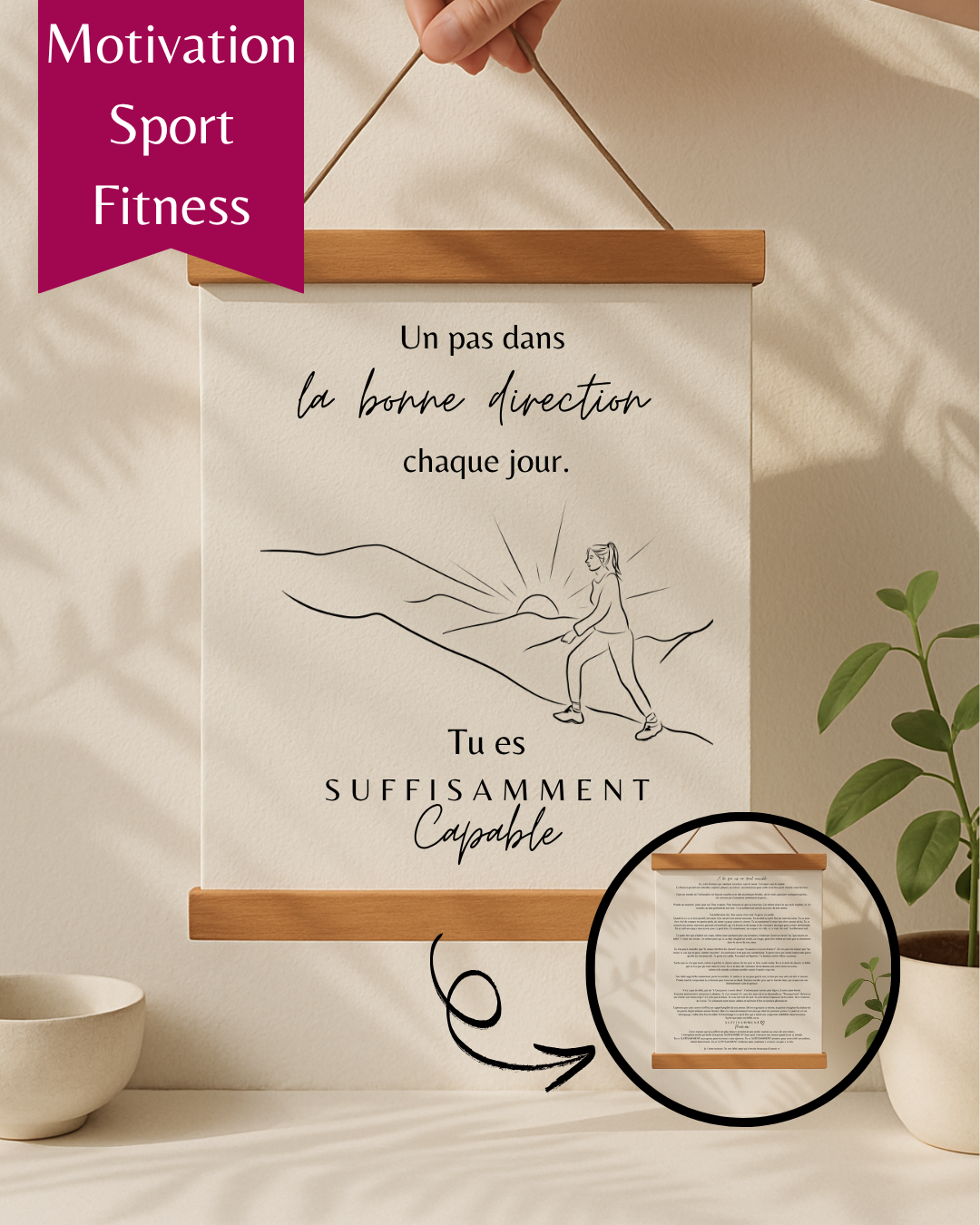 Cadre Motivation Sport - Art mural de Gym affiche de Motivation de Fitness - Cadeau fait au Québec significatif - Cadeau Québécois