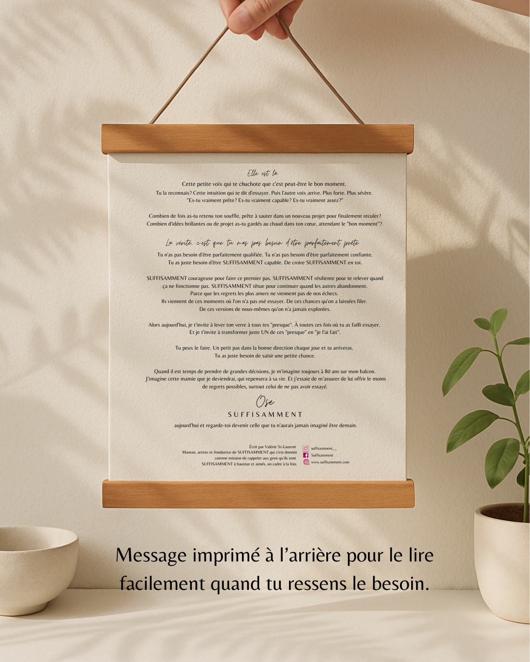 Oeuvre Cadre OSE SUFFISAMMENT - Cadre motivation fait au Québec - Cadeau Motivant pour ceux qui hésitent à se lancer