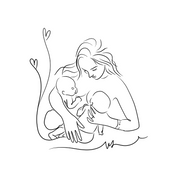 Dessin Tatouage Minimaliste Maman Bébé - Dessin aux Traits - Personnalisé Fleurs de Naissance