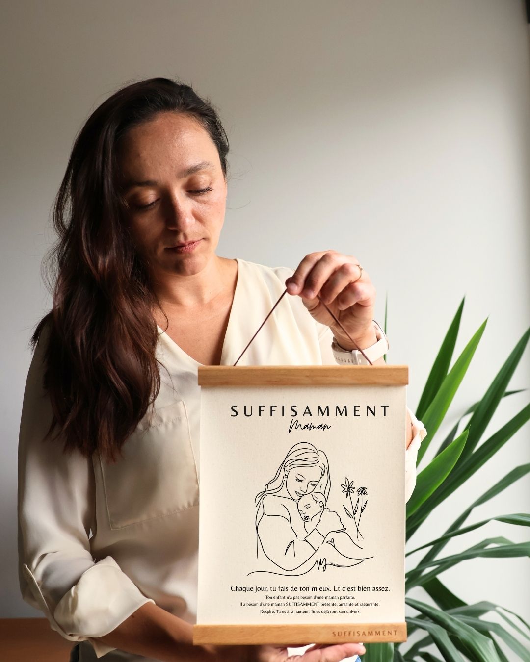 Cadeau Fête des Mères Québec – Cadre "SUFFISAMMENT Maman" | Œuvre + Message Émouvant | Fait à la main