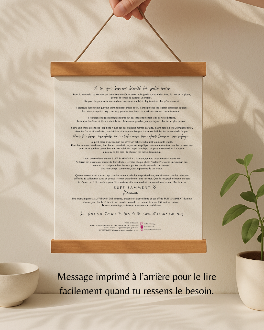 Cadeau Shower pour Toucher le Coeur d'une Nouvelle Maman Personnalisable - Cadeau Québec Fait à la main Personnalisé| Cadre Artistique Maman-Bébé avec Message Réconfortant | Idéal pour Shower, Naissance, Maternité