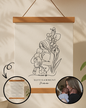 Cadeau Deuil Maman Papa Enfant | Portrait Personnalisé + Message Réconfort | Cadeau Perte Être Cher Hommage