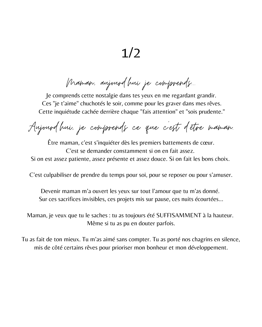 Cadeau pour Maman – Bouquet Éternel avec Message Émouvant | Cadre SUFFISAMMENT fait au Québec