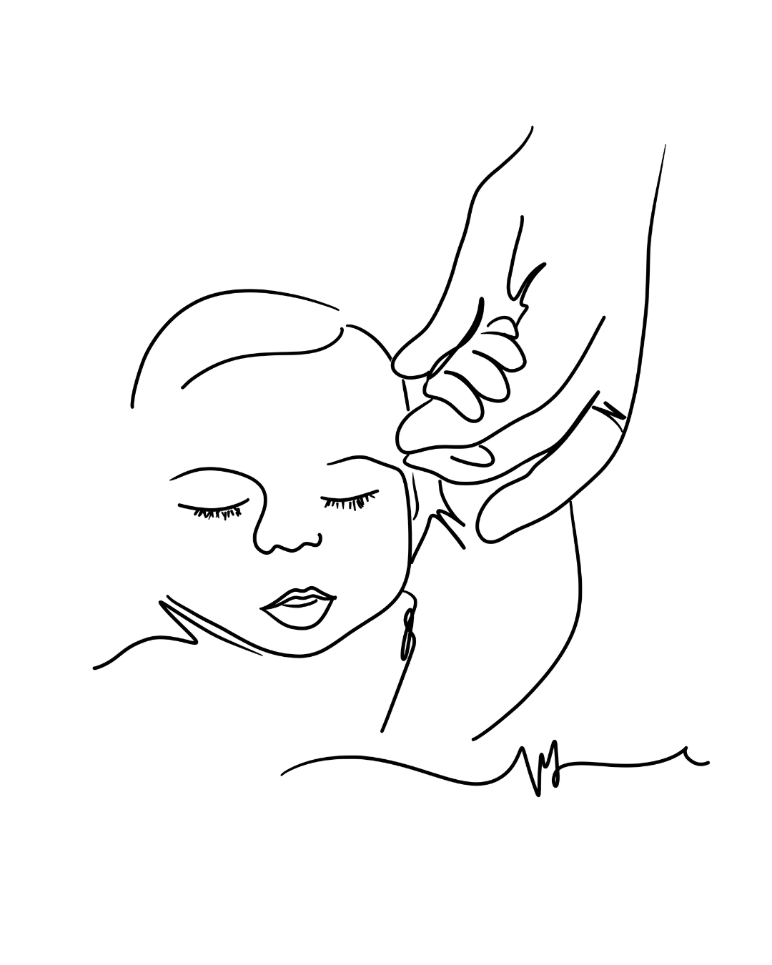 Dessin Tatouage Minimaliste Maman Bébé - Dessin aux Traits - Personnalisé Fleurs de Naissance